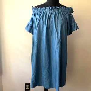 Umgee chambray off the shoulder dress, L.